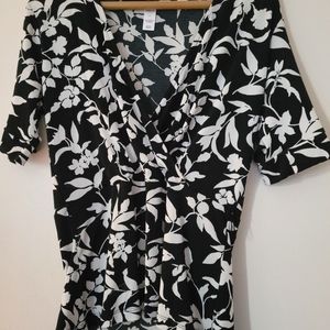 Merona Black and White Flower Top